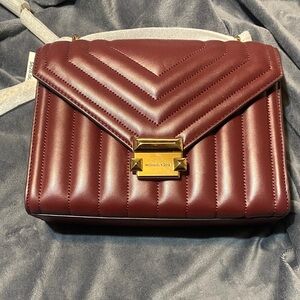 Michael Kors Maroon Quilted Crossbody Bag